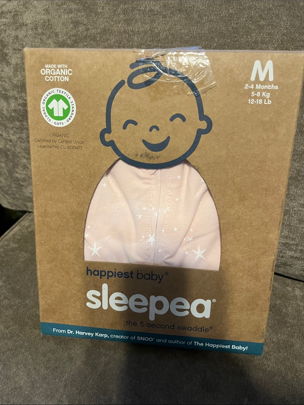 sleepea Happiest Baby Organic Cotton Sleep Sack - Pink Stars (M)